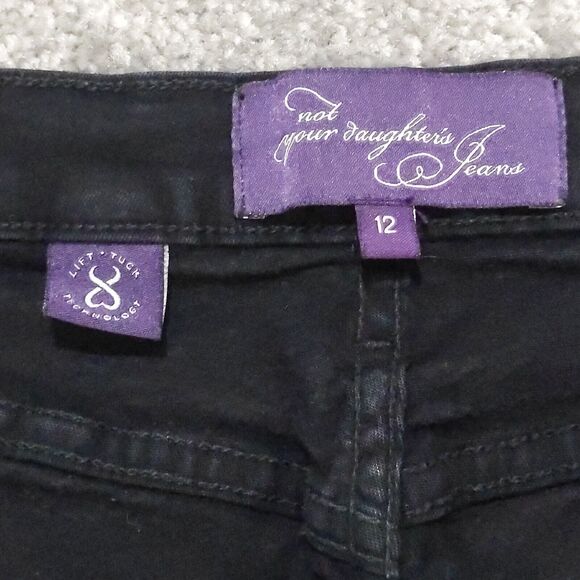 NYDJ Slim Straight Leg Jeans Women 12 Black Made in‎ USA Old Label D49 - Picture 10 of 16